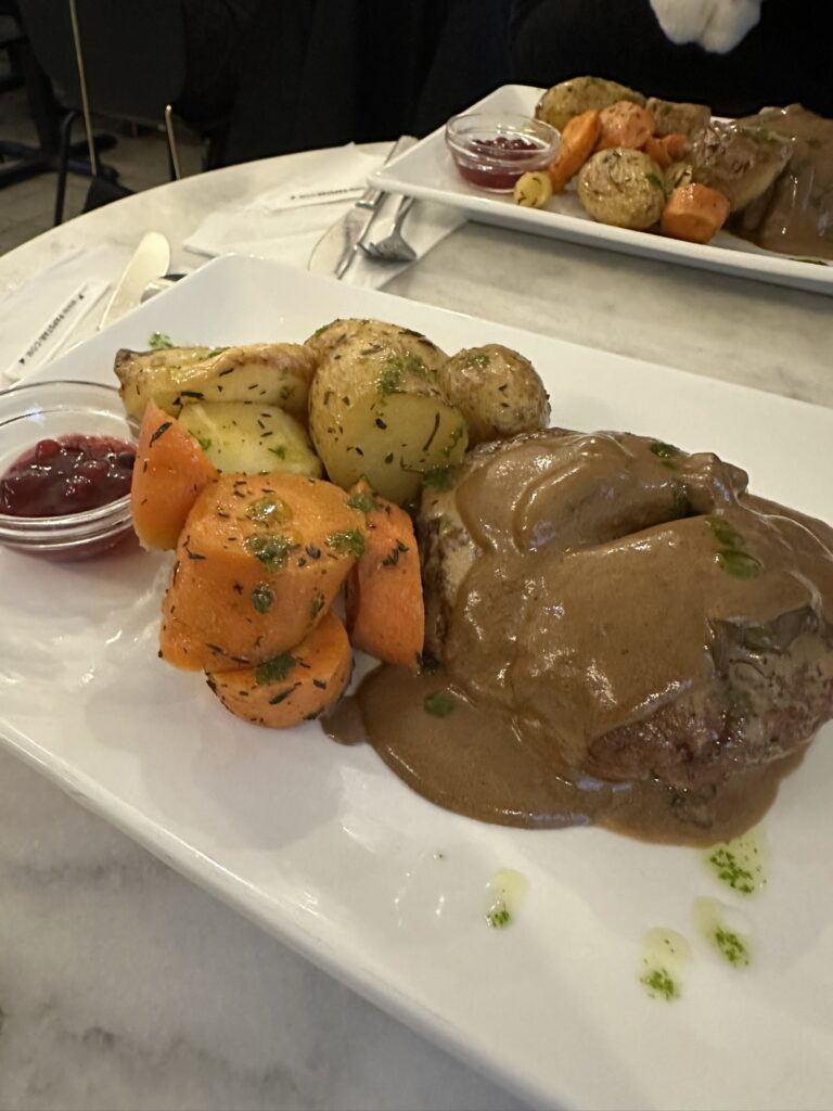 Swedish meatballs with lingonberries and potatoes