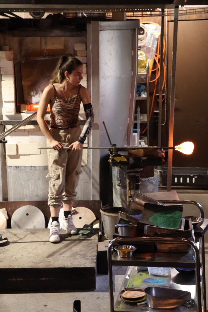 Glassblowing in an old workshop at Skansen